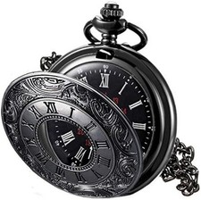 Vintage Pocket Watch for Men with Roman Numerals and Chain, 1Pc