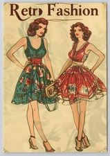 Retro Fashion Illustration Vintage Style 1940-50s Look *2025 New Image Card 4x6