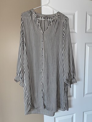 h and m striped shirt dress HM woman striped shirt dress -size M