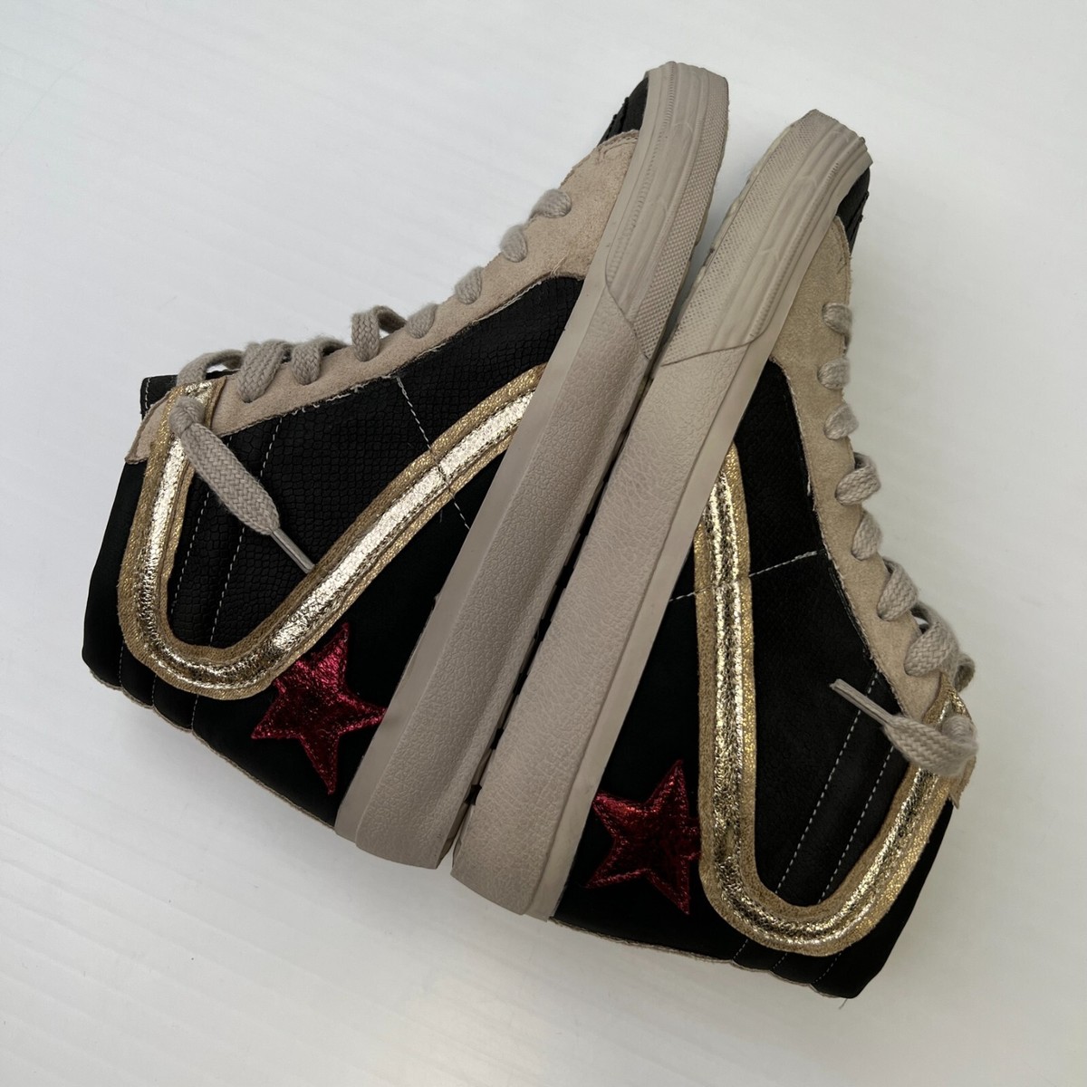 Shu Shop Shoe Women 6.5 Roxette Logo High Top Zip Up Gym Dirty
