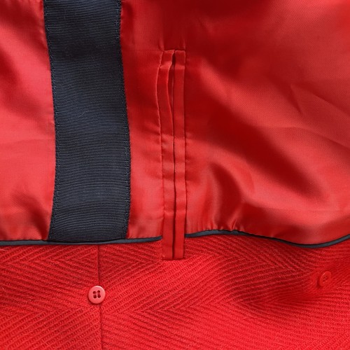 Talbots Coat 16P Red Wool Blend Herringbone Pea Trench Preppy Classy Gold Button - Picture 11 of 13