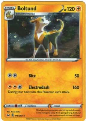 Boltund 76/202 Sword & Shield Holo Cosmos Holo Rare Pokémon TCG