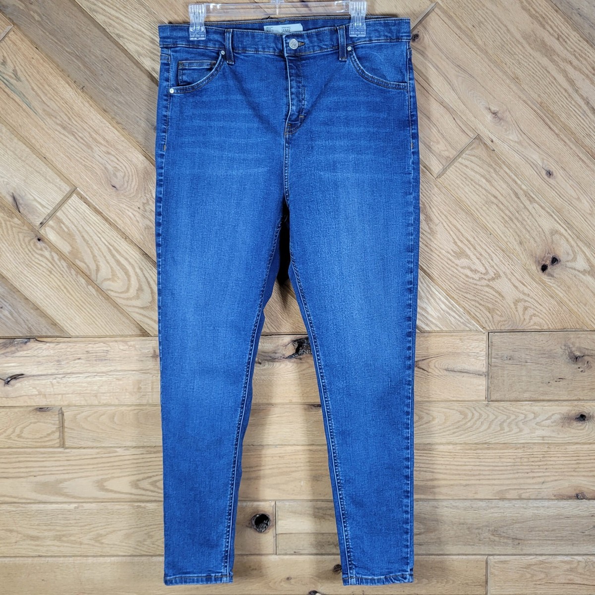 Topshop Moto Jamie Womens High Rise Denim Skinny Jeans Blue Size W36 to fit  L32