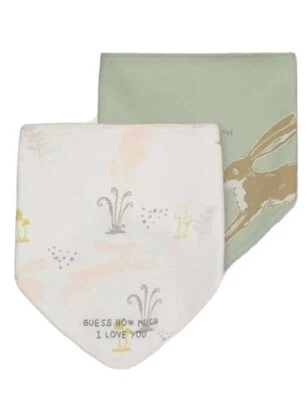 TU Guess How Much I Love You 2 Cotton Green & Cream Bandana Bibs
