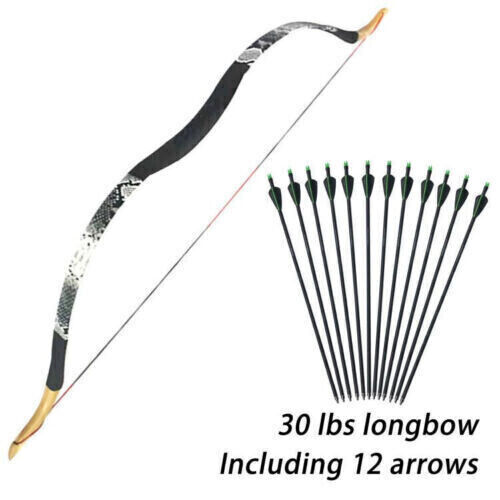 Set 30Lb Handmade Traditional Mongolian Recurve Bow 43" + 12Pcs Fiberglass Arrow - Picture 2 of 9