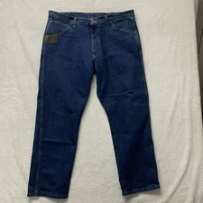 Wrangler Riggs Workwear Jeans  Dark Wash Blue Denim Boot Cut Gusset 40 X 30