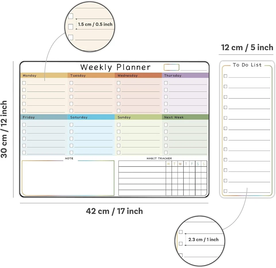 Magnetic Weekly Planner Whiteboard for Fridge Dry Erase Fridge Calendar Notepad - Image 2 of 4