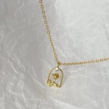Gold-Plated Rose Pendant Necklace Elegant Floral Charm
