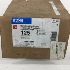 Eaton CH6L125R Main Lug Loadcenter 125A 6SP 12C 1PH 3W 120/240V Copper Bus