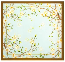 100% Silk 20" small square Scarf Women neckerchief Wrap floral blue green MQ22-4