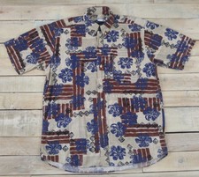EMPORIO ARMANI Floral Geometric Short Sleeve Button Down Shirt Fits L