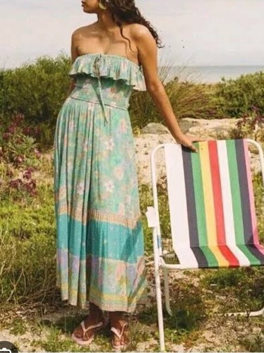 SPELL & THE GYPSY Hibiscus Lane Boho Strapless Flutter Dress Size M - 10