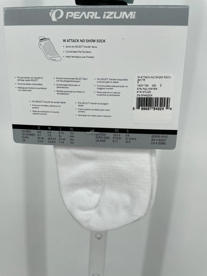 Calcetines multideporte Pearl Izumi para mujer Attack No Show talla S blancos de secado rápido cómodos Foto 2 de 4