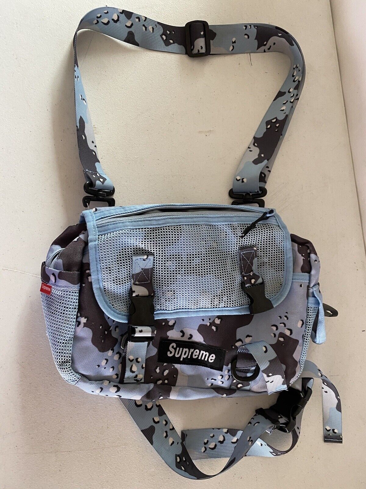 Supreme Cordura fabric Waist bag missing 2 buckles Blue Chocolate Chip Camo