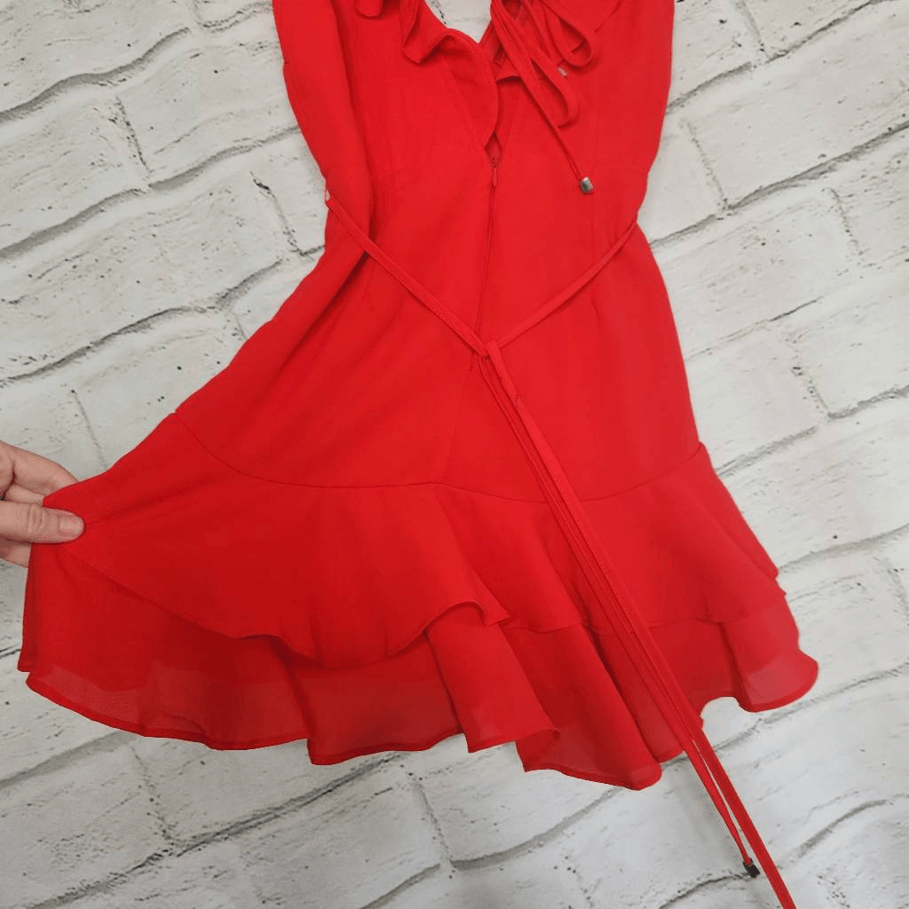 saints secrets red dress Saints + Secrets Floral Chiffon Midi Dress Red S NWT CG