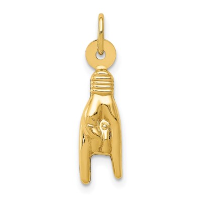 Echt 14kt Gelbgold 3D Rock On Schild Charm