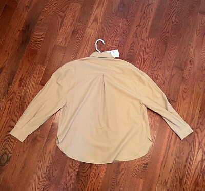 Zara Buttoned Beige Long Sleeve Poplin Shirt Size XS New