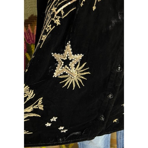 Johnny Was Miaora Black Velvet Celestial Moon Star Tunic Blouse PXL - Picture 14 of 17