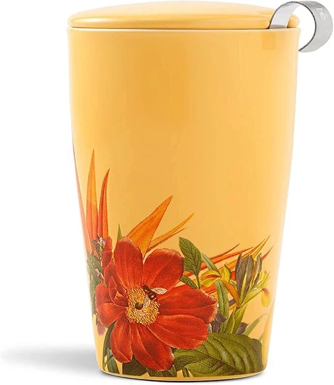 Kati Cup Paradis Ceramic Tea Infuser Cup with Infuser Basket and Lid for Stee...