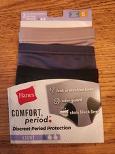 Hanes Comfort Period Discreet Period Prodtection Light Pack of 3 Size 6/M