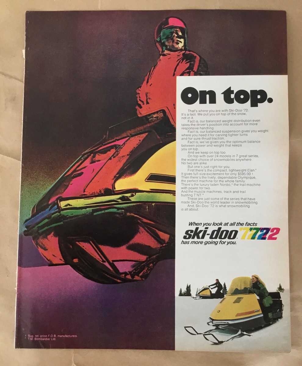 Ski-Doo '72 ad 1971 original vintage 1970s art illustration retro