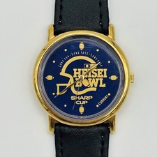 VINTAGE Heisei Bowl Watch Japan College Football Sharp Cup Gold Tone Black Mens