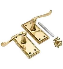 Georgian Lever Latch Door Handle Polished Brass Finish / Tubular Latch / Hinges