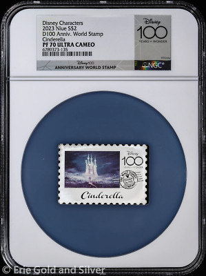 2023 Niue 1 oz Silver Proof Disney 100th Anniv Cinderella Stamp