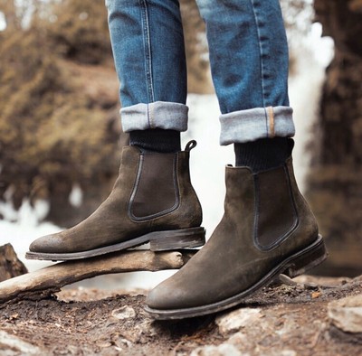 dark olive suede boots