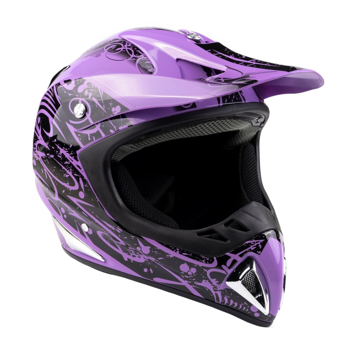 Adult Purple ATV Helmet Combo Black Goggles DOT UTV MX Dirt