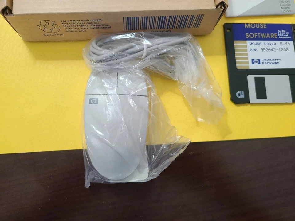 Vintage HP M-S34 2-Button Mechanical Ball Mouse C3751B - PS/2 complete Box - Image 2 of 4