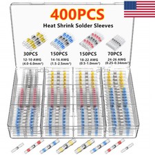 400PCS Waterproof Solder Seal Sleeve Heat Shrink Wire Butt Terminal Connectors