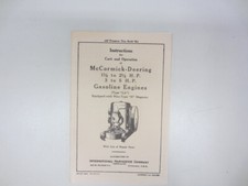 Vintage International Harvester McCORMICK-DEERING GASOLINE ENGINES Instructions