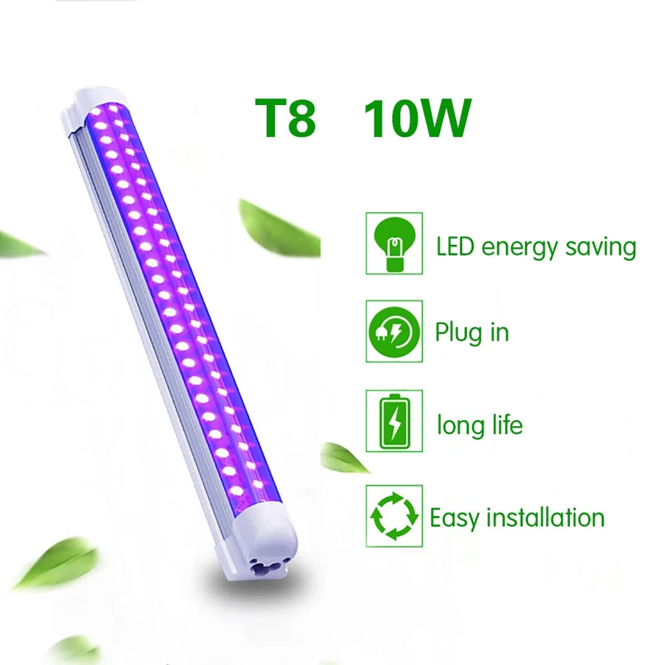 T8 10W 48leds UV LED Tube Blacklight 365nm 395m 85-265v 32cm Purple Bar Lamp - Image 3 of 4
