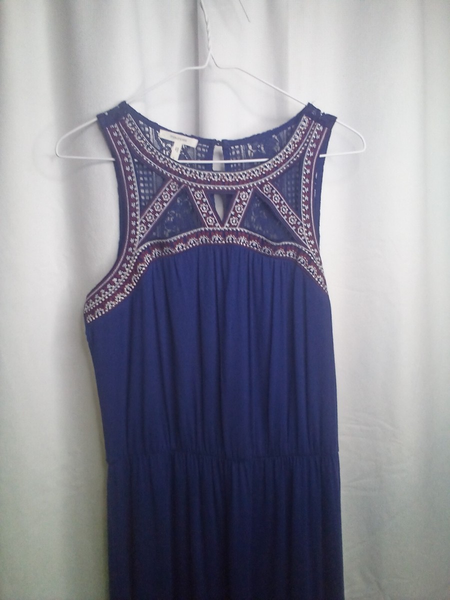 Maurices Dress L Women Sleeveless Lace Detail Blue Red | eBay