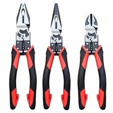 3PCS Combination Pliers Set 9 In 1 Multifunction Electrician Pliers 8.5" Long...