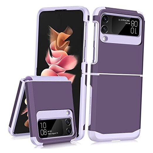 for Samsung Galaxy Z Flip 3 Case, Z Flip 3 Case with Upgraded Hinge Purple