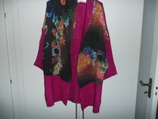 Heavy Silk Coloured Multicoloured Jacket Crushed Silk Effect Deep Pink 