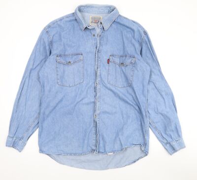 Carrera Herren blau Baumwolle Knopfleiste Größe 2XL Kragen Druckknopf