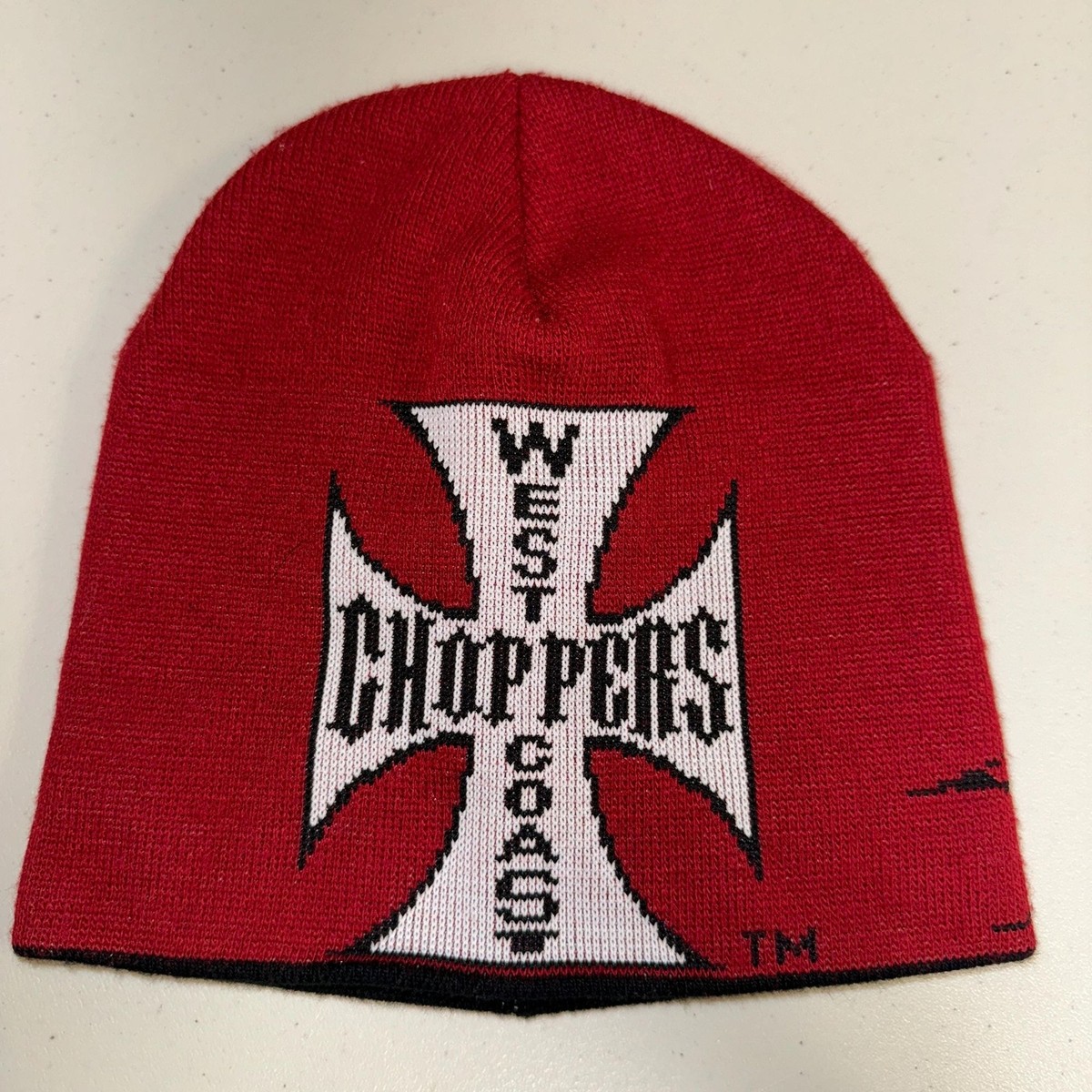 Vintage West Coast Choppers Hat Iron Cross Knit Jesse James Beanie