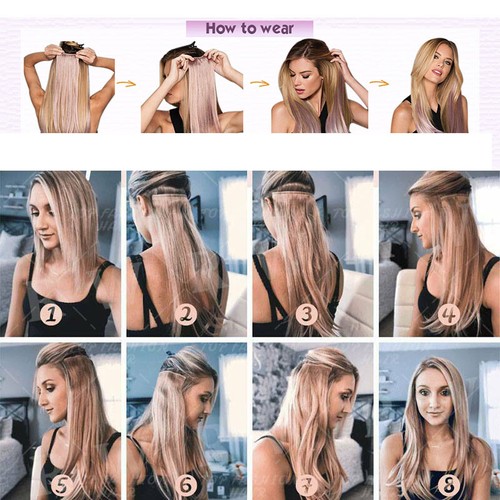 SILKY Clip In 100% Real Remy Human Hair Extensions 8PCS FULL HEAD 8-26Inch OMBRE - Picture 12 of 31