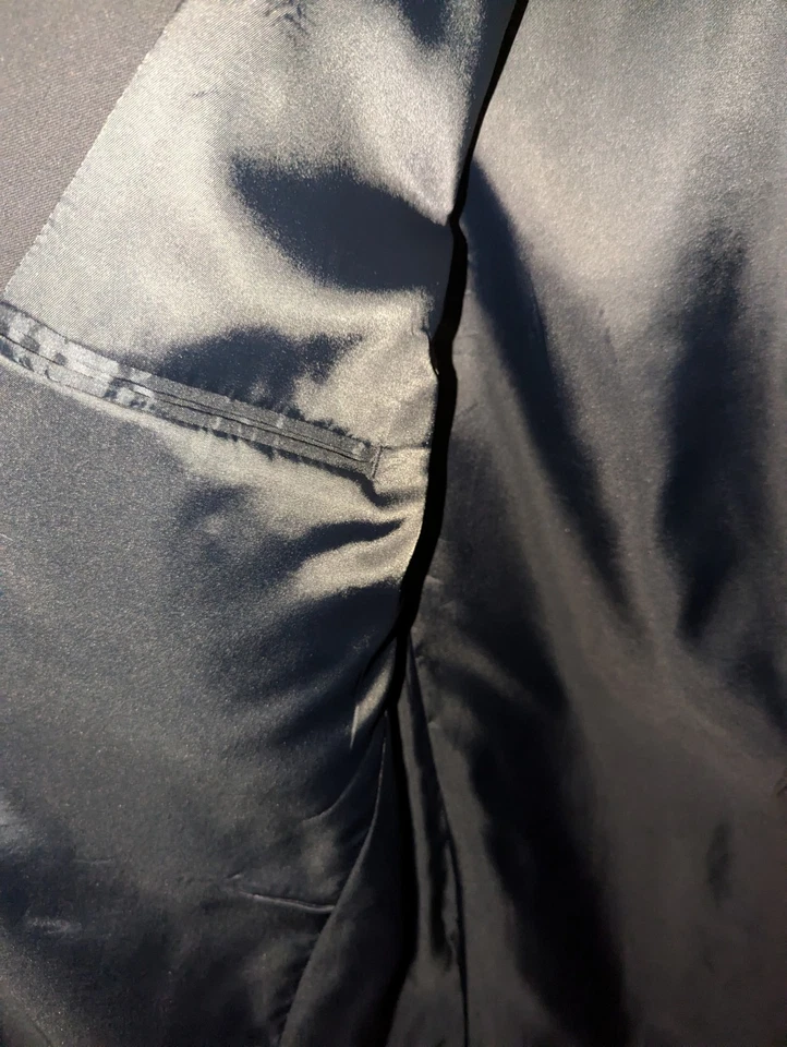 Casaco jaqueta blazer vintage New Castle & York masculino 48L azul marinho dourado 2 botões - Imagem 4 de 4