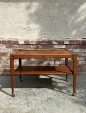 Vintage 1970's Danish Teak Serving Bar Cart Liquor Trolley by Brouer Mobilfabrik