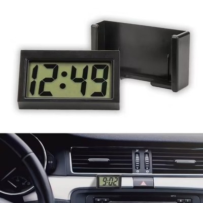 Mini Car Clock Small Digital Clock,Battery Powered Clear LCD Desk S, Black 