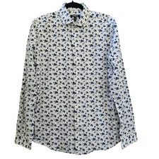 Express Dress Shirt Mens M Extra Slim Micro Floral AOP Button Long Sleeve Preppy