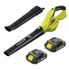  Leaf Blower, 20V Cordless Blower with 2 x 2.0Ah Battery, Light Lemon Green