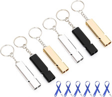 6 PCS Premium Safety Survival Whistles with Lanyard Keychain for Outdoor Camping