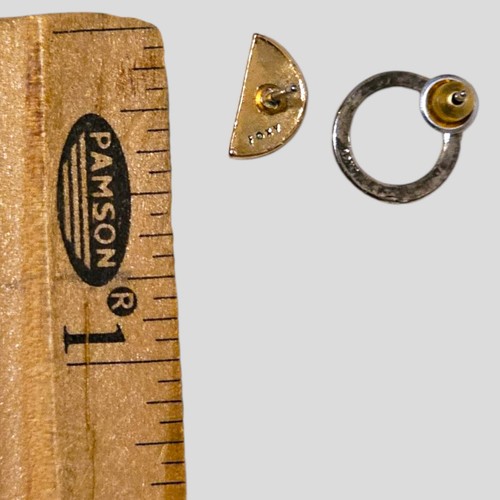 Conjunto de Pendientes Geométricos Modernos de Foxy Tono Plata y Oro Círculo Media Luna Tachuelas - Imagen 2 de 2