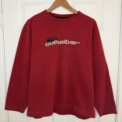 Vintage Y2K Quiksilver Red Ribbed Sweatshirt Mens M Skater Grunge
