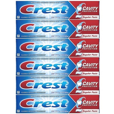 Crest Cavity Protection Toothpaste Bulk Pack 6 Tubes 2.4 Ounce Each